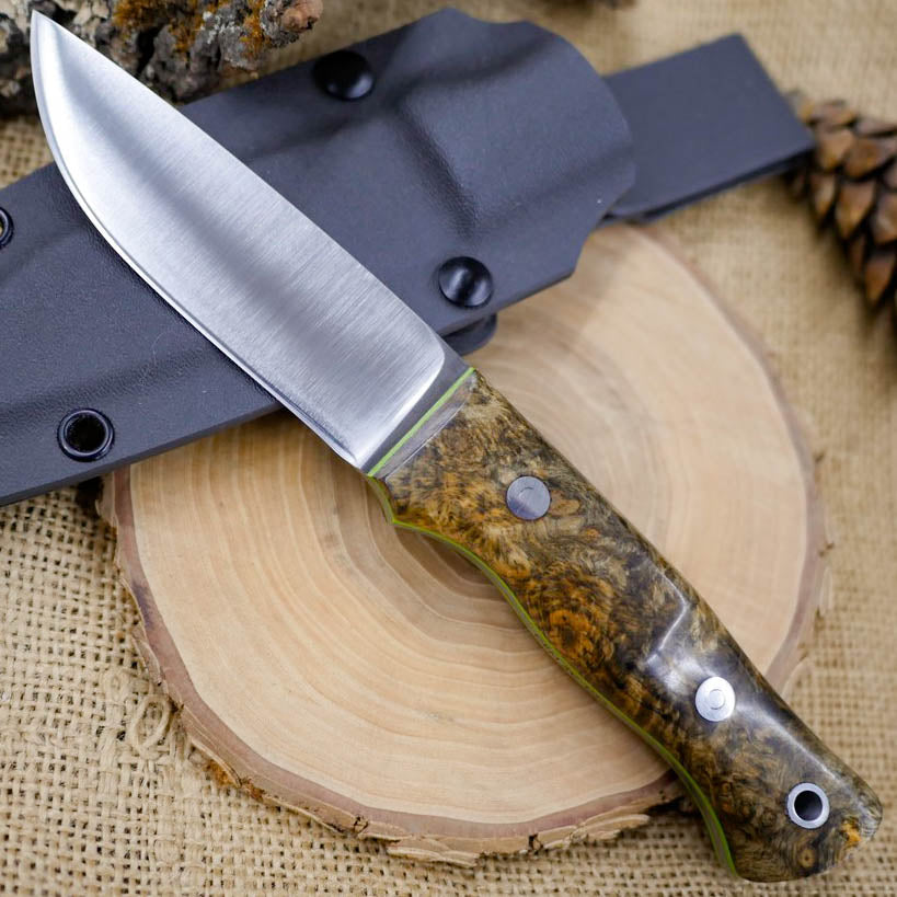 Huntsman: CPM 3V, Buckeye Burl & Toxic Green G10