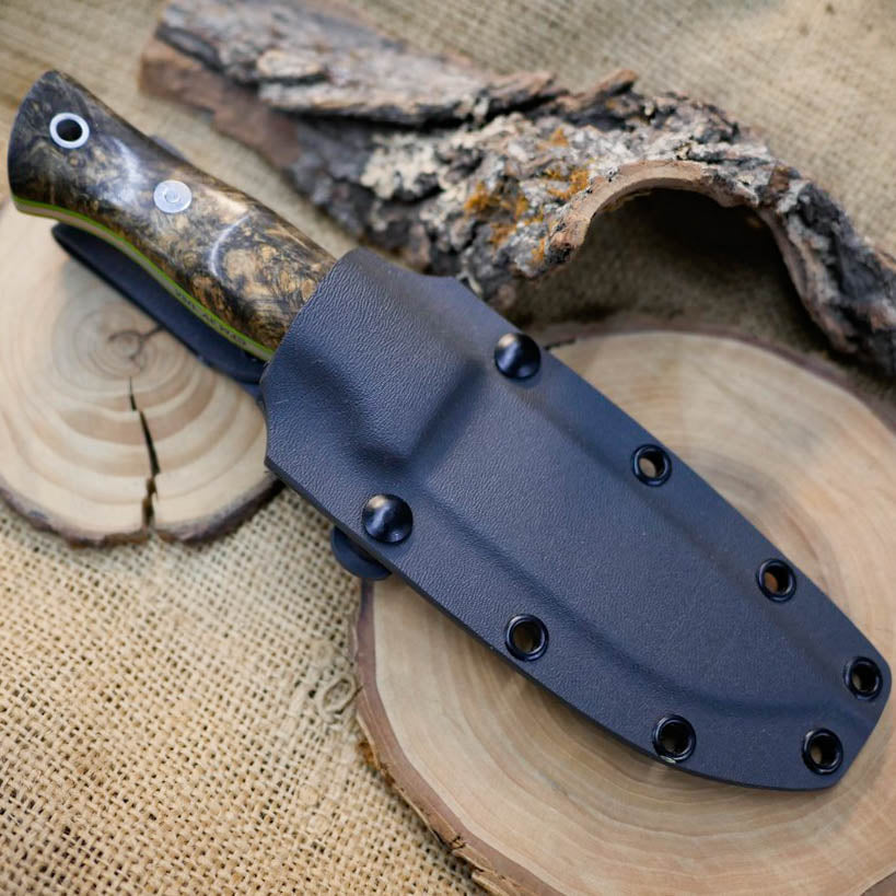 Huntsman: CPM 3V, Buckeye Burl & Toxic Green G10