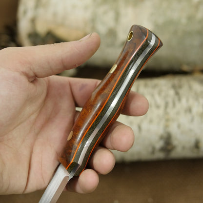 Mountaineer: Ironwood Burl, Green Canvas & Orange G10