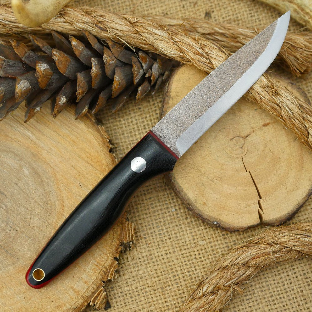 Hiker: CPM 3V Black Canvas & Red Linen - Adventure Sworn Bushcraft Co.
