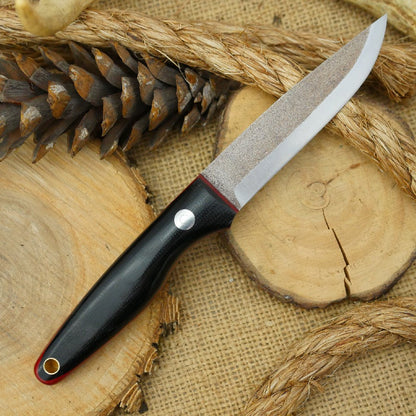 Hiker: CPM 3V Black Canvas & Red Linen - Adventure Sworn Bushcraft Co.