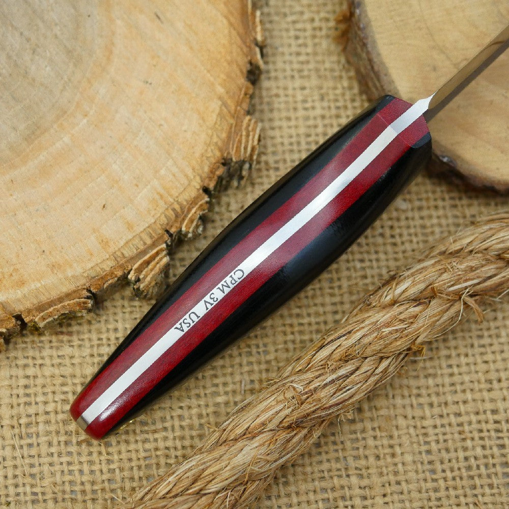 Hiker: CPM 3V Black Canvas & Red Linen - Adventure Sworn Bushcraft Co.