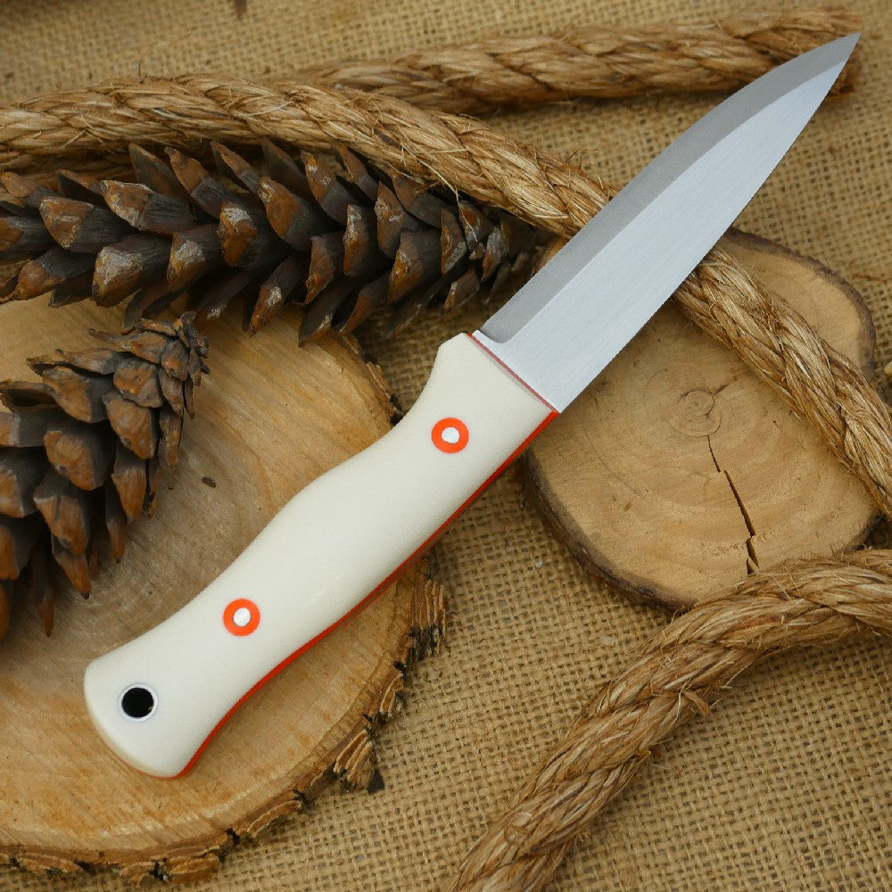 Mountaineer: White Linen, Hunter Orange G10 Bolts & Liners