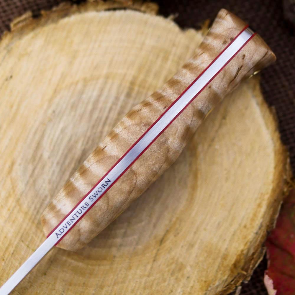 Available Now Classic: Stabilized Curly Maple & Red - Adventure Sworn Bushcraft Co.