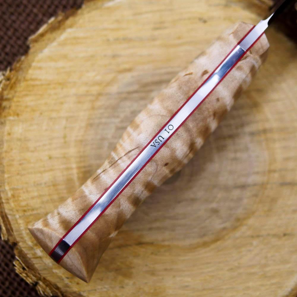 Available Now Classic: Stabilized Curly Maple & Red - Adventure Sworn Bushcraft Co.