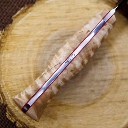Available Now Classic: Stabilized Curly Maple & Red - Adventure Sworn Bushcraft Co.