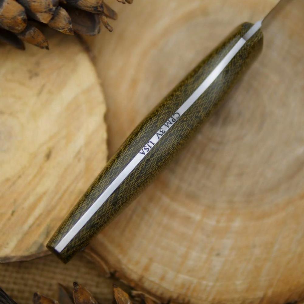 CPM 3V Hiker: Green Canvas Micarta - Adventure Sworn Bushcraft Co.