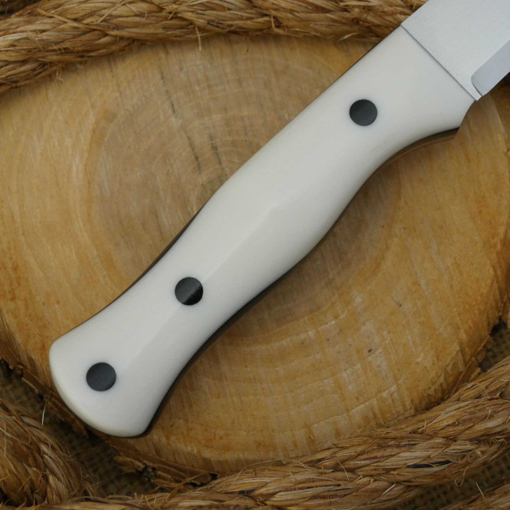 CPM 154 Mountaineer: Glacier White Corian & Black Canvas - Adventure Sworn Bushcraft Co.