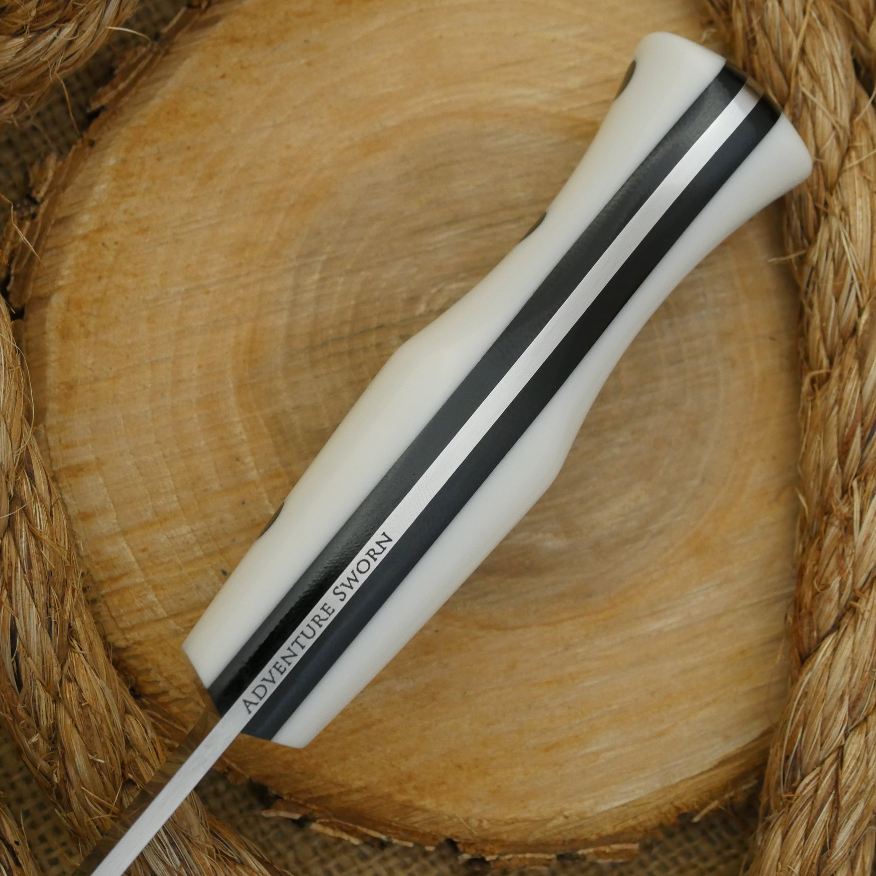 CPM 154 Mountaineer: Glacier White Corian & Black Canvas - Adventure Sworn Bushcraft Co.