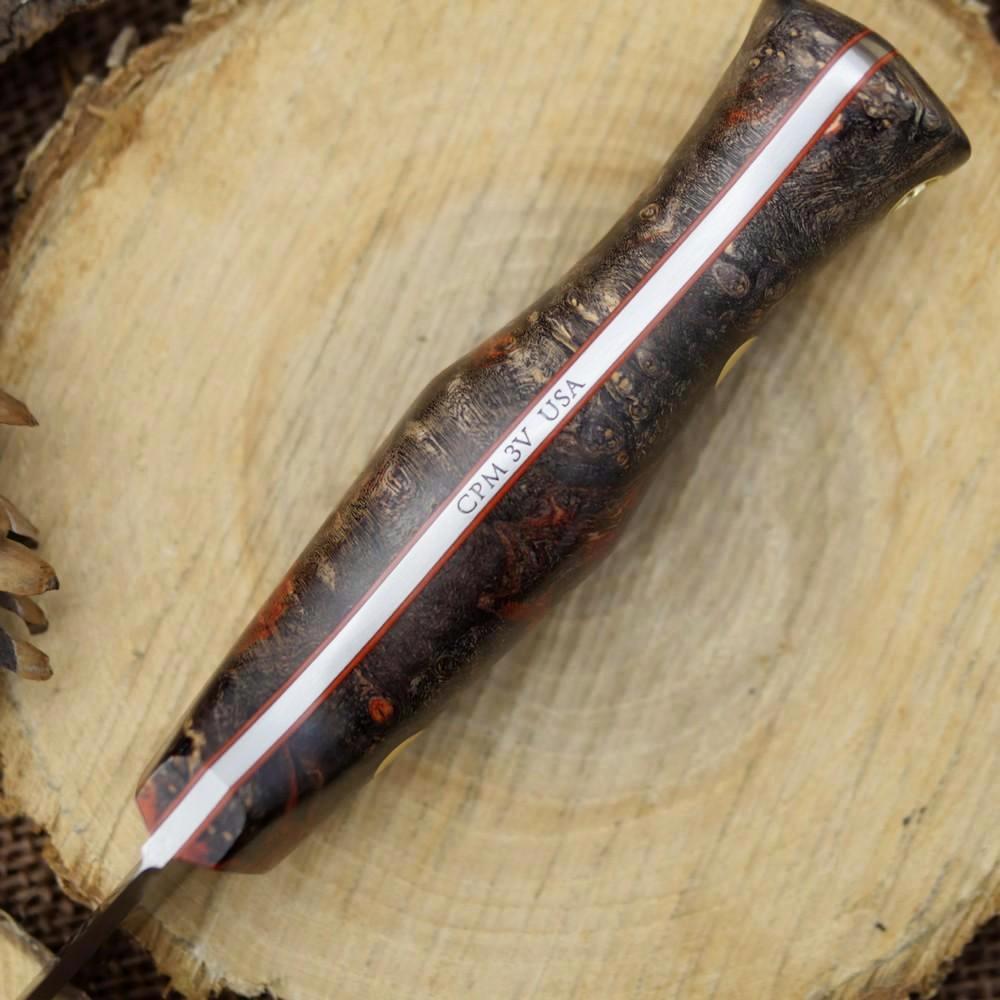 CPM3V Explorer: Black & Red Box Elder Burl - Adventure Sworn Bushcraft Co.
