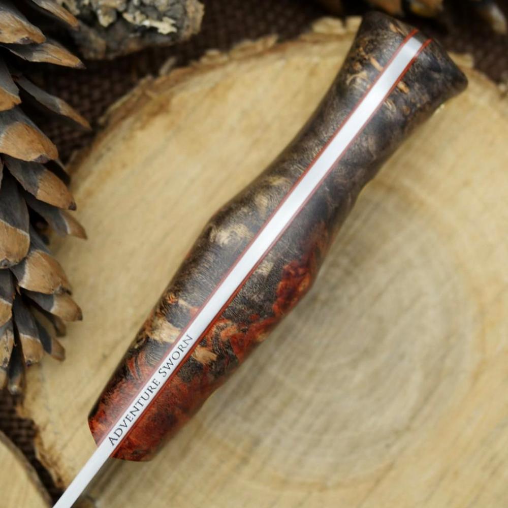 CPM3V Explorer: Black & Red Box Elder Burl - Adventure Sworn Bushcraft Co.