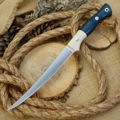 Fisherman: Navy Blue Burlap & Ivory Paper Bolster - Adventure Sworn Bushcraft Co.