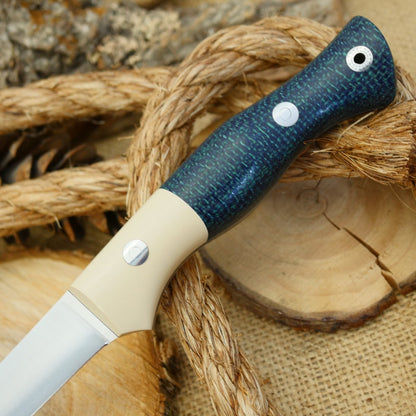 Fisherman: Navy Blue Burlap & Ivory Paper Bolster - Adventure Sworn Bushcraft Co.