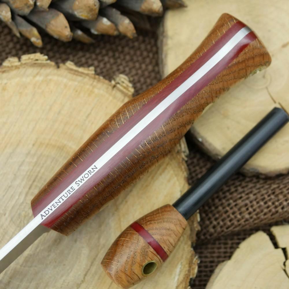 CPM 3V Explorer: Red Oak & Matching Firesteel - Adventure Sworn Bushcraft Co.
