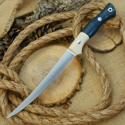 Fisherman: Navy Blue Burlap & Ivory Paper Bolster - Adventure Sworn Bushcraft Co.