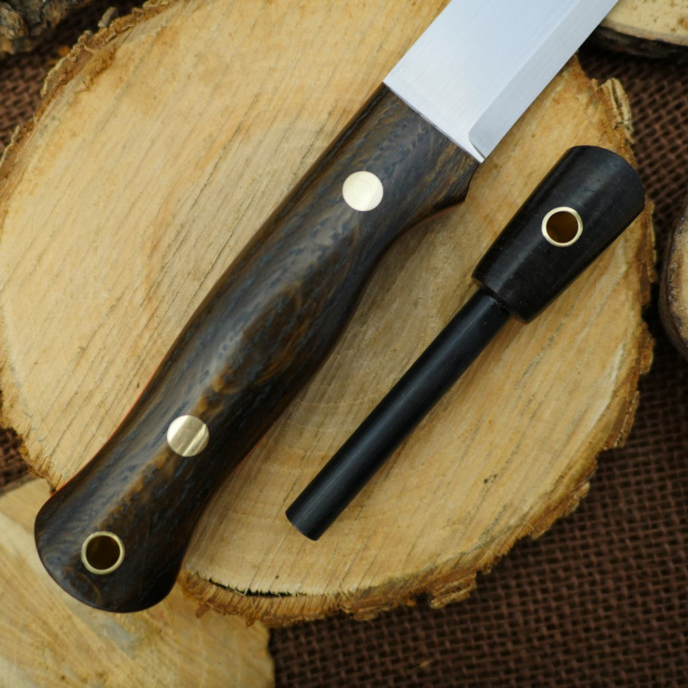 CPM 3V Explorer: Bog Oak, Orange G10 & Matching Firesteel - Adventure Sworn Bushcraft Co.