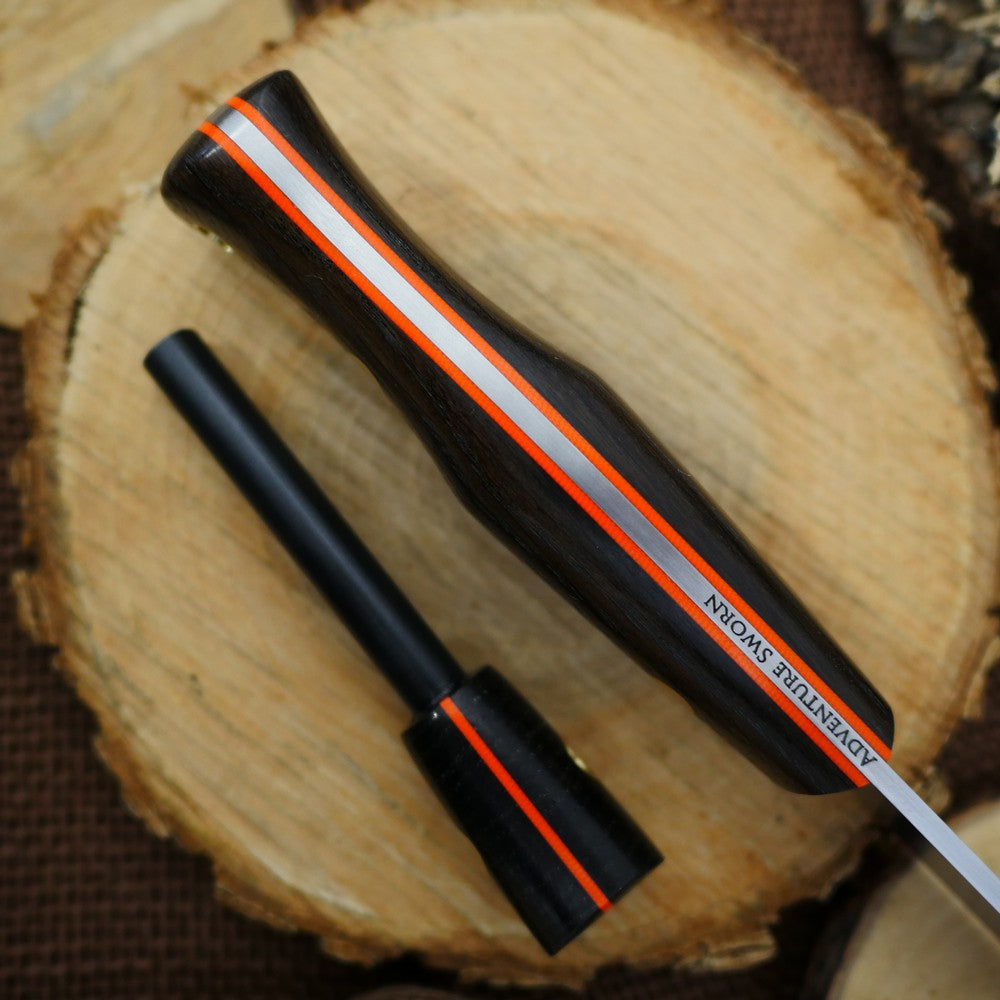 CPM 3V Explorer: Bog Oak, Orange G10 & Matching Firesteel - Adventure Sworn Bushcraft Co.