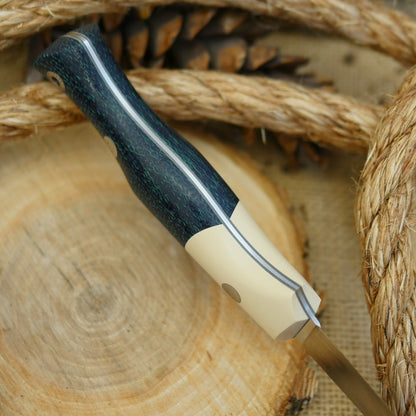 Fisherman: Navy Blue Burlap & Ivory Paper Bolster - Adventure Sworn Bushcraft Co.