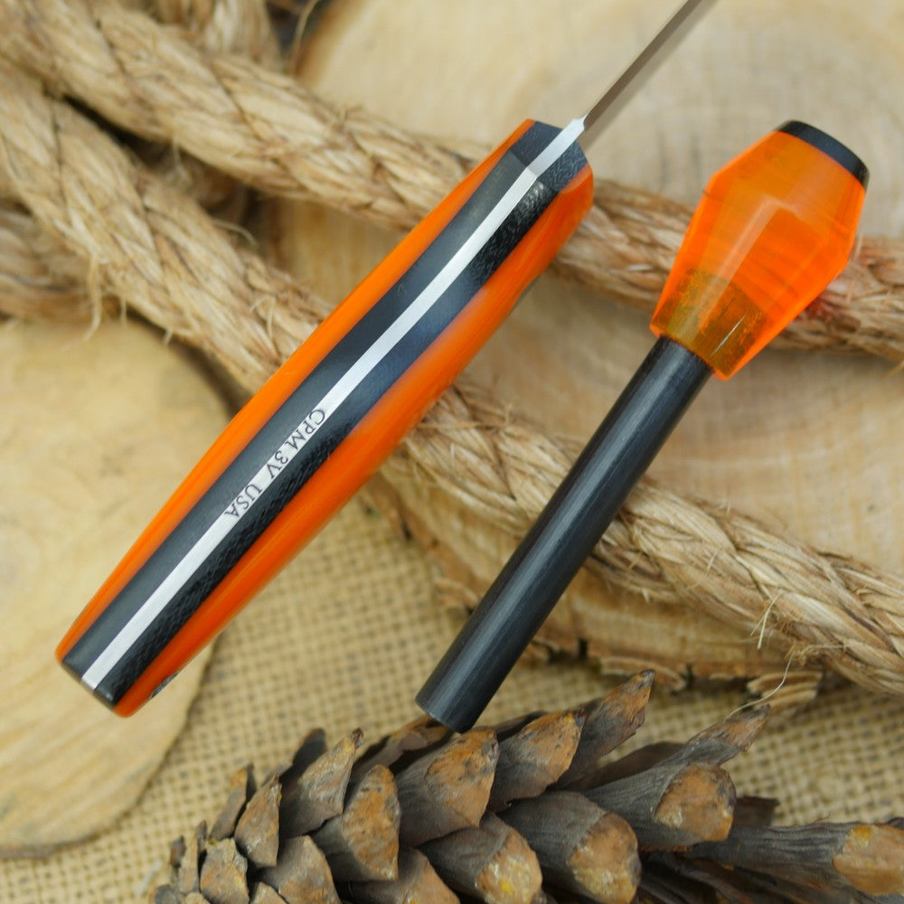 Hiker: Orange Acrylic & Black Canvas w/ Matching Firesteel - Adventure Sworn Bushcraft Co.