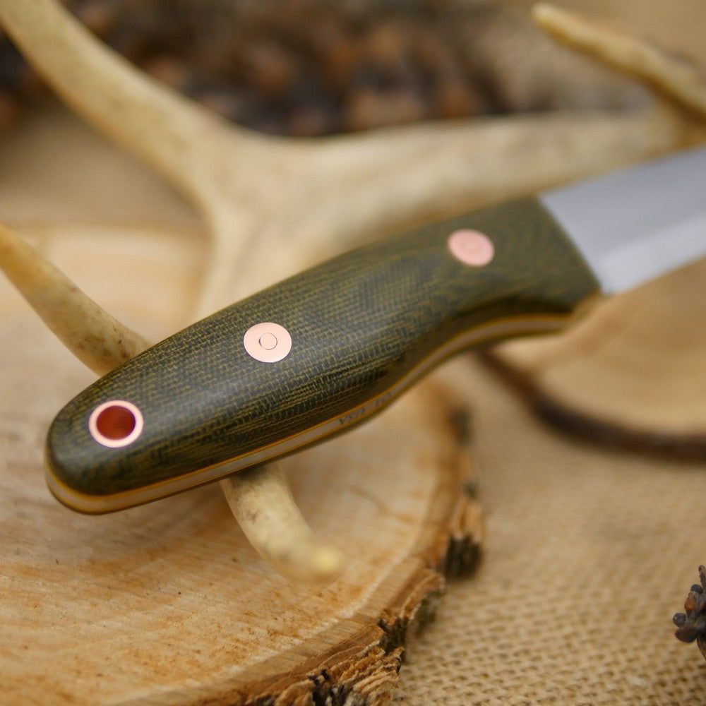 Wayfarer: Green Canvas Micarta & Yellow Liners