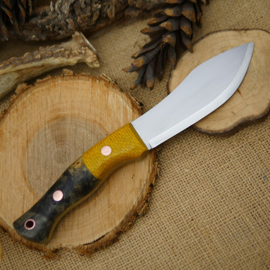 Guide: Ohio Buckeye Burl & Yellow Burlap Micarta - Adventure Sworn Bushcraft Co.