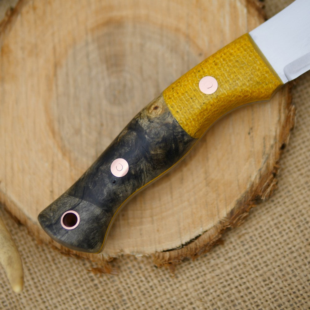 Guide: Ohio Buckeye Burl & Yellow Burlap Micarta - Adventure Sworn Bushcraft Co.