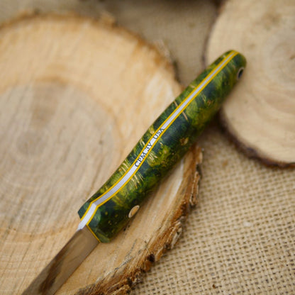 Hiker: Green & Yellow Dyed Box Elder Burl - Adventure Sworn Bushcraft Co.