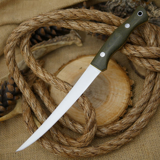 Fisherman: Green Canvas Micarta & Yellow Liners - Adventure Sworn Bushcraft Co.