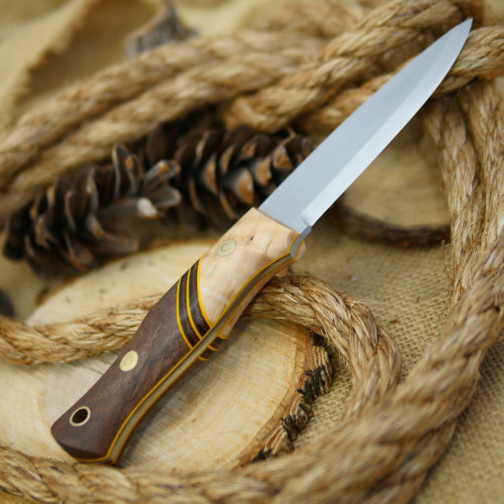 Classic: Walnut, Curly Maple Bolster & Leather Spacer - Adventure Sworn Bushcraft Co.