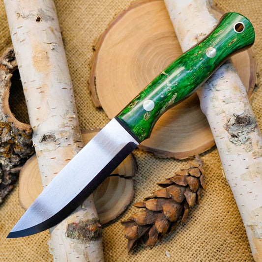 Explorer: CPM S35VN, Green Box Elder Burl & Double Liners