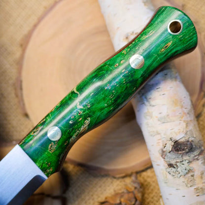 Explorer: CPM S35VN, Green Box Elder Burl & Double Liners