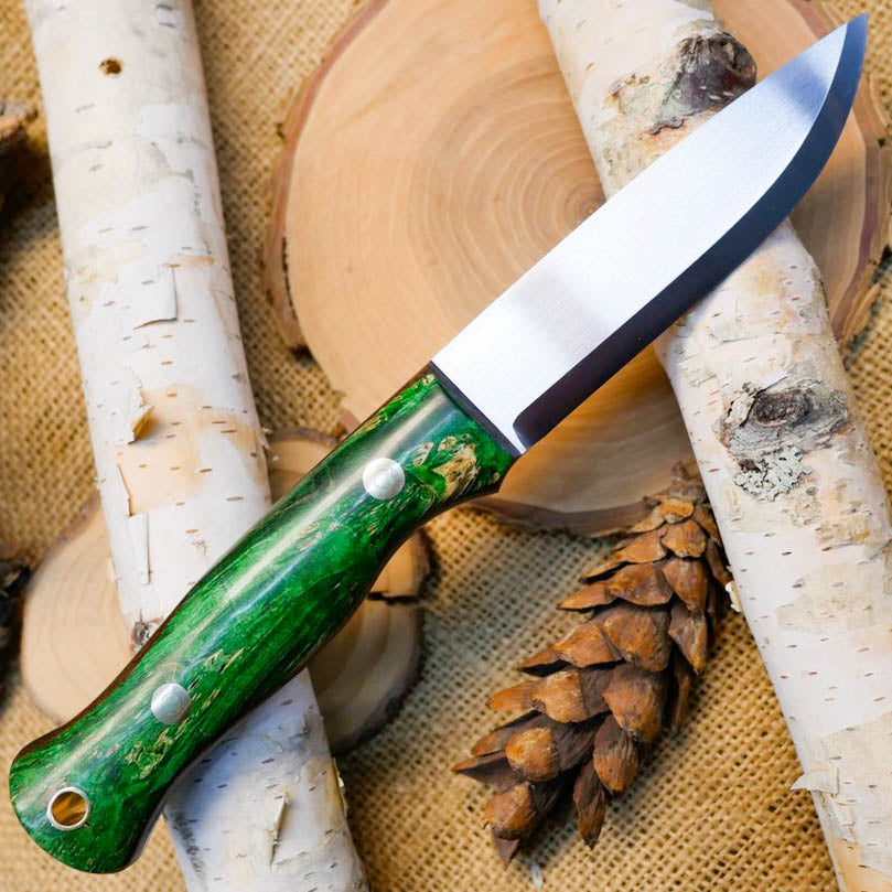 Explorer: CPM S35VN, Green Box Elder Burl & Double Liners