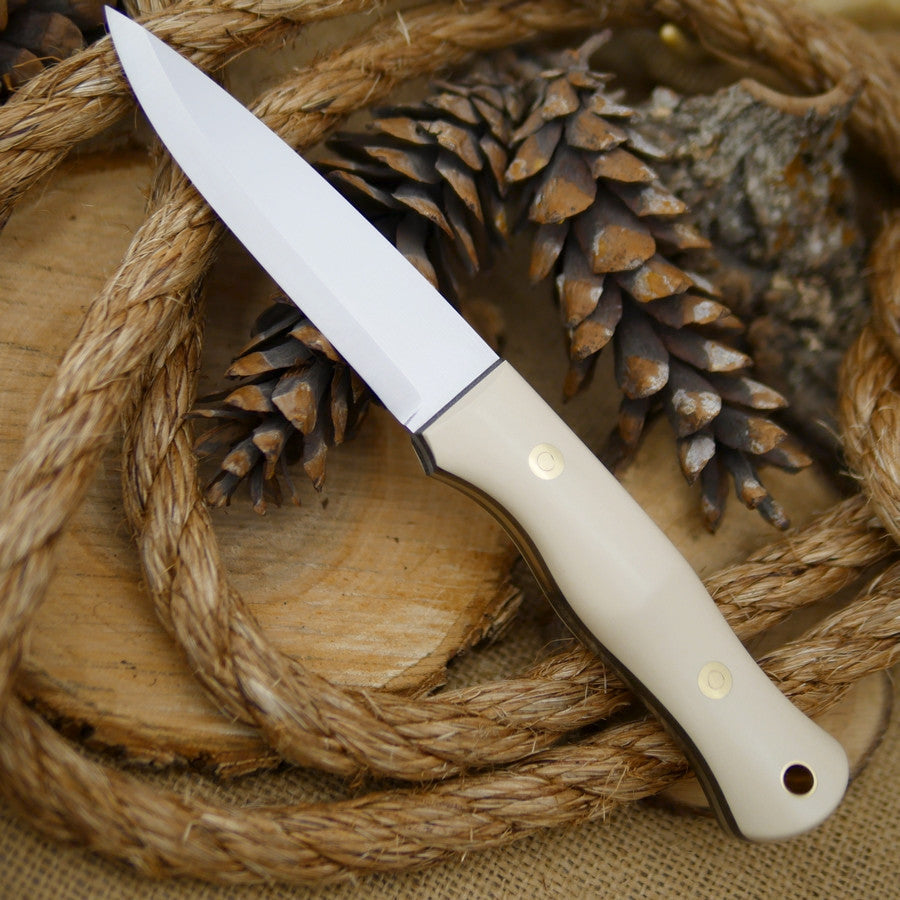 Mountaineer 3V: Ivory Paper & Green Canvas Micarta