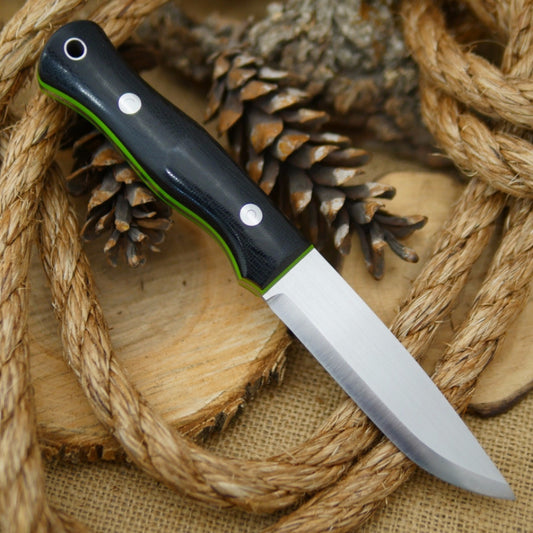 Explorer: 1/8 CPM 3V, Black Canvas & Green G10 - Adventure Sworn Bushcraft Co.